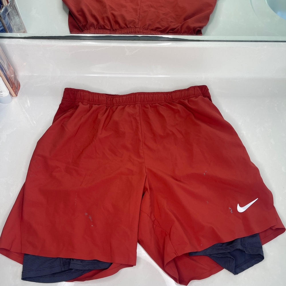 Nike Men's Red Sports Dri-Fit Shorts